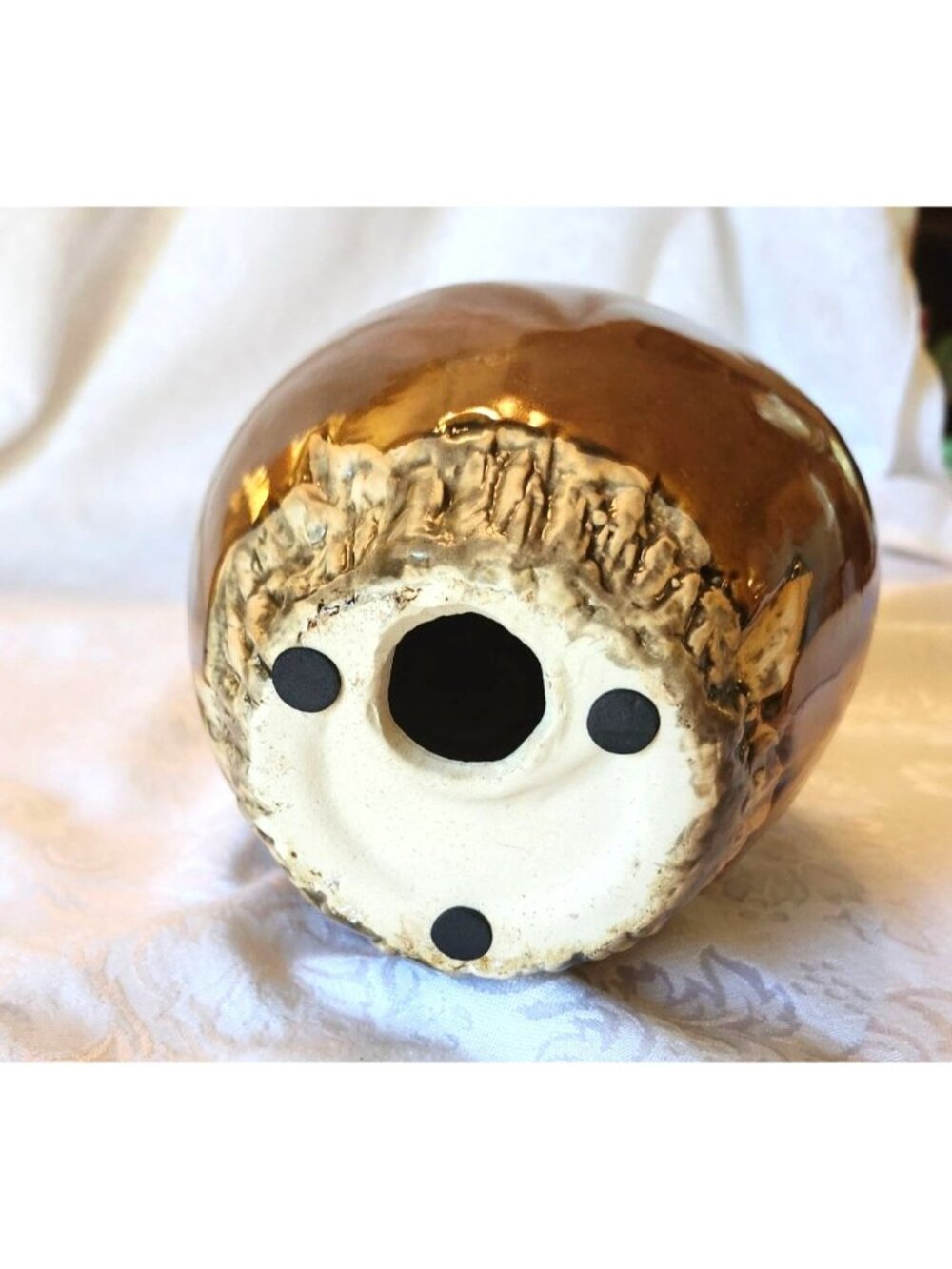 Vintage 1970s Ceramic Owl Figurine Variegated Glaze Earth Tones Home Decor - Picture 5 of 7